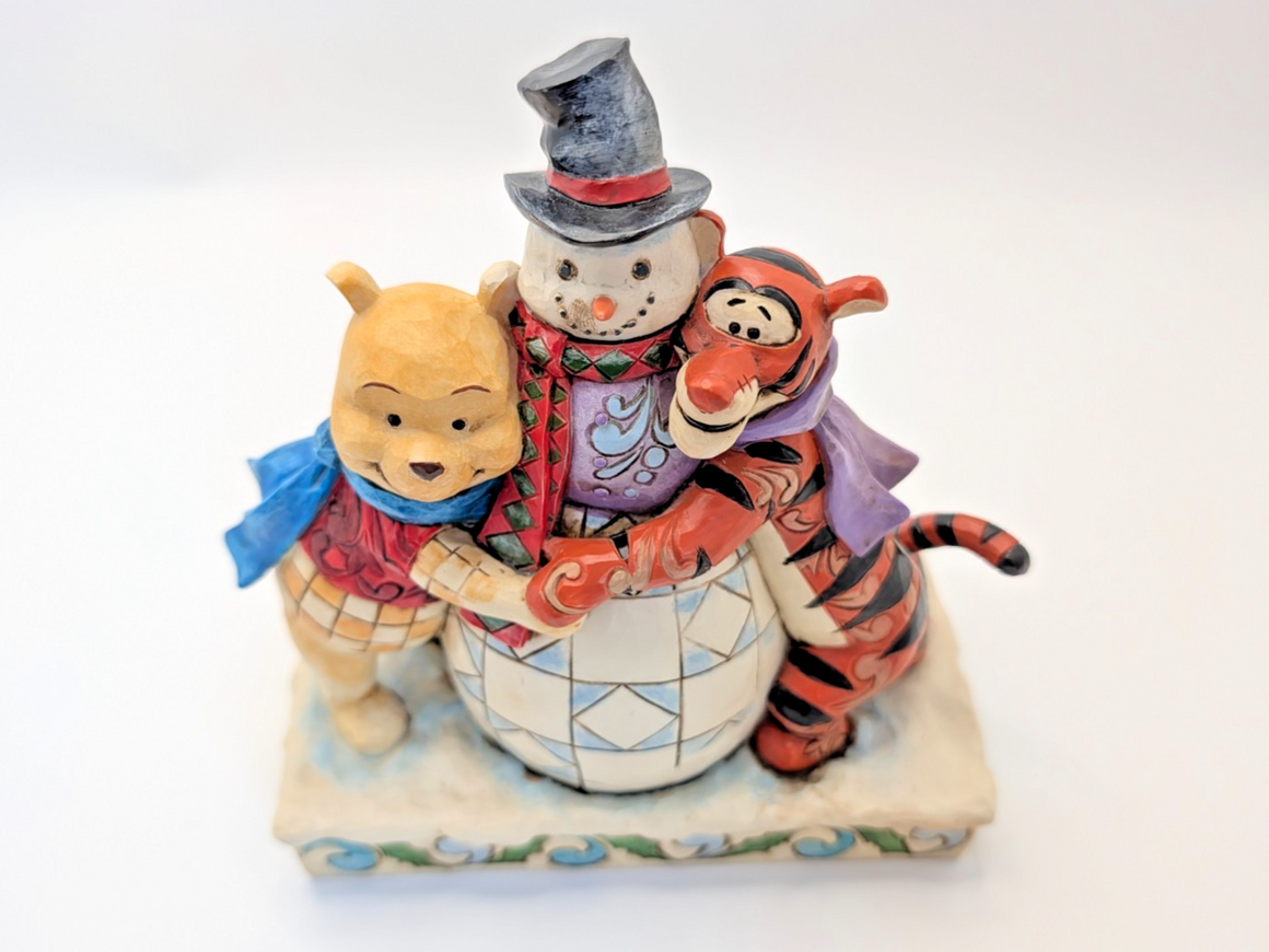 Disney Traditions Winter Hugs Pooh Tigger snowman 4033265 boxed figurine - front of original box