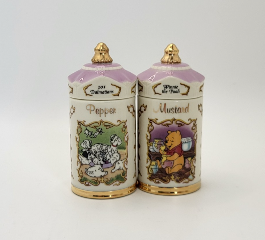 Lenox Disney Spice Jars  Pepper & Mustard  101 Dalmations & Winnie The Pooh BNIB1