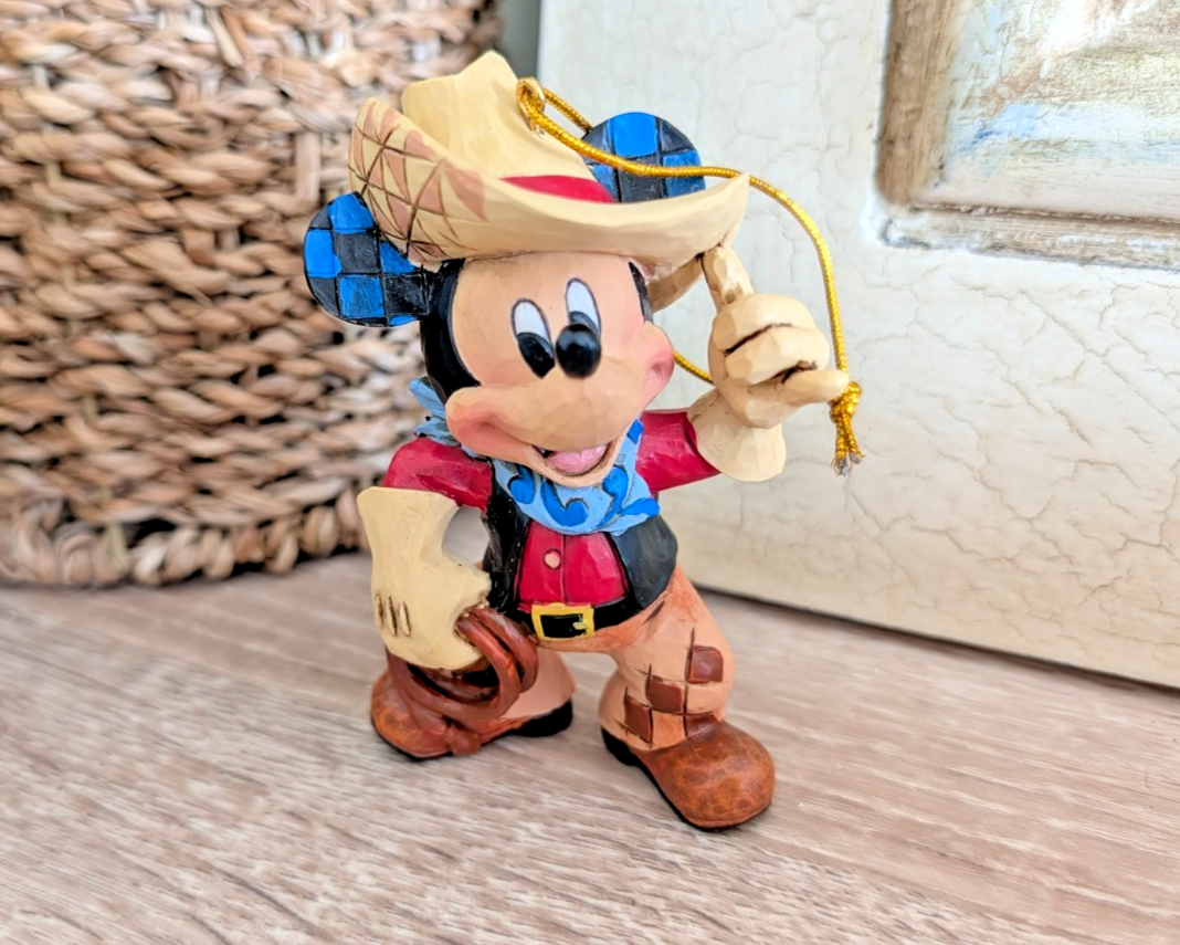 Disney Traditions Roundup Mickey Mouse hanging ornament A25905 boxed - front view