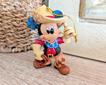 Disney Traditions Roundup Mickey Mouse hanging ornament A25905 boxed - front view
