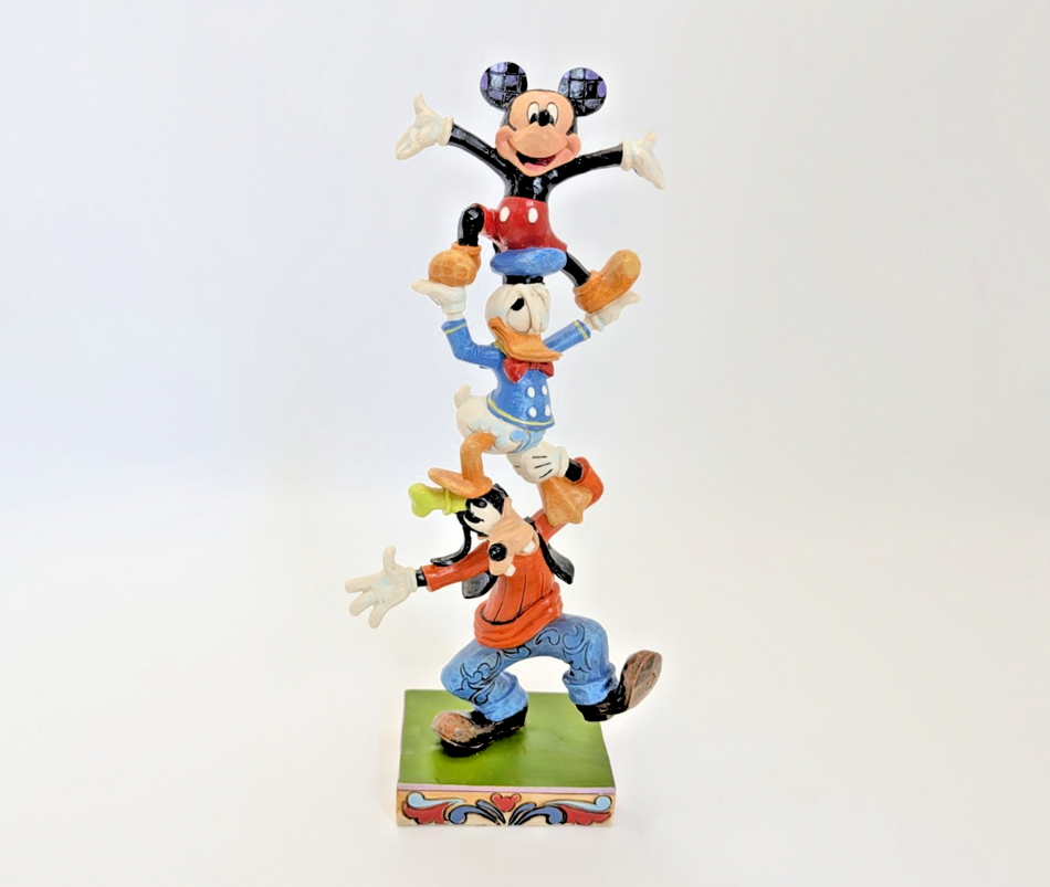 Disney Traditions Teetering Tower Figurine Mickey Mouse Donald Goofy Ornament