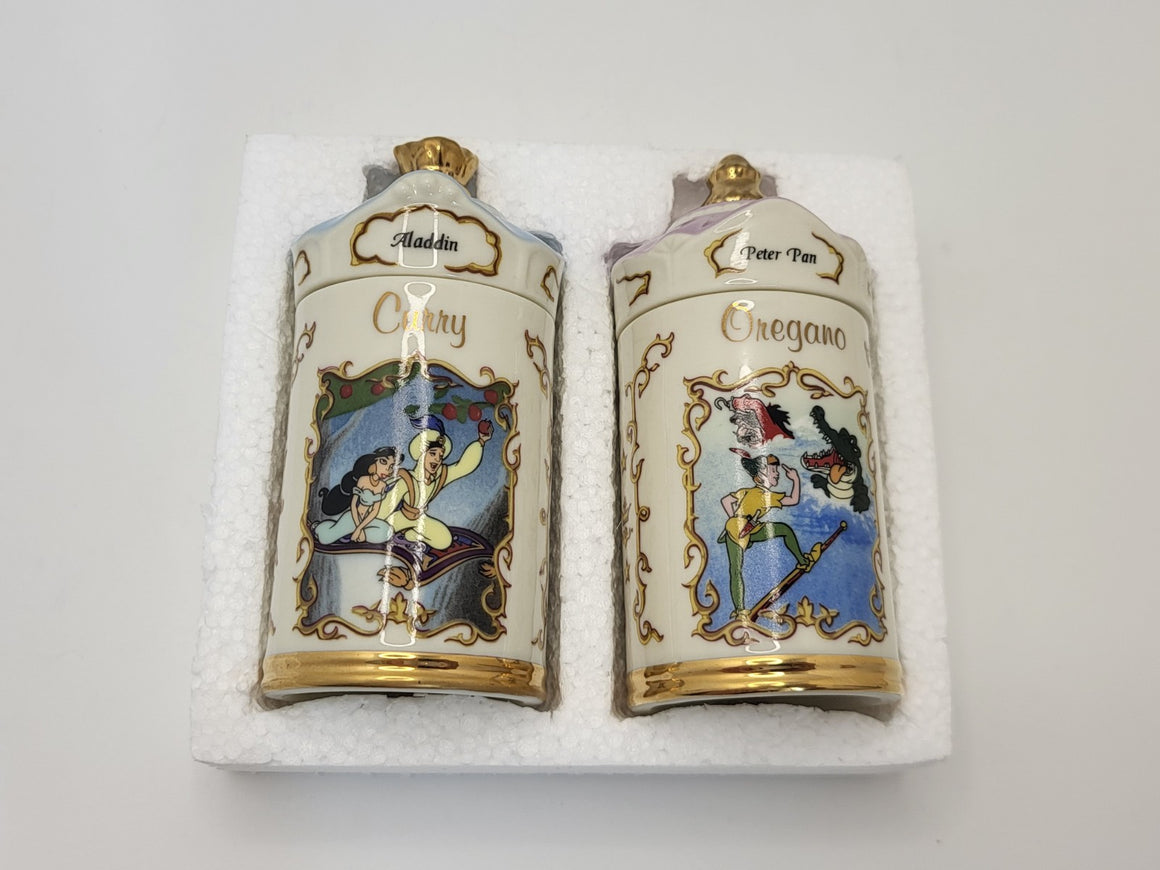 Lenox Disney Spice Jars Curry & Oregano Aladdin & Peter Pan Brand New In Box17