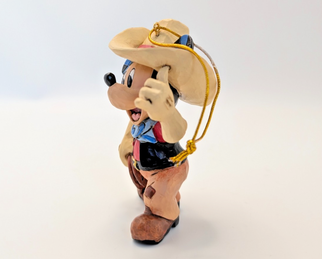 Disney Traditions Roundup Mickey Mouse hanging ornament A25905 boxed - face and character detail